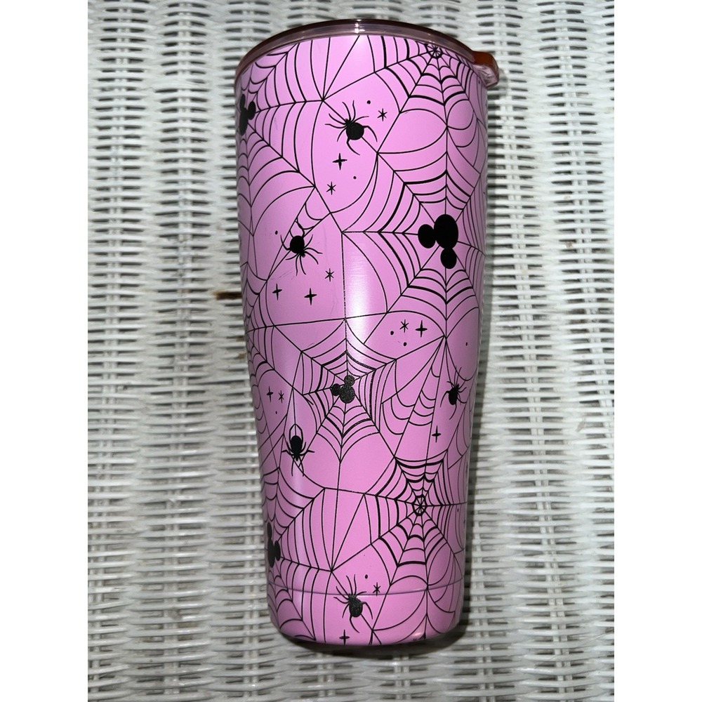 Disney Halloween Pink‎ Mickey Mouse Spiderwebs Stainless Steel Tumbler 2024